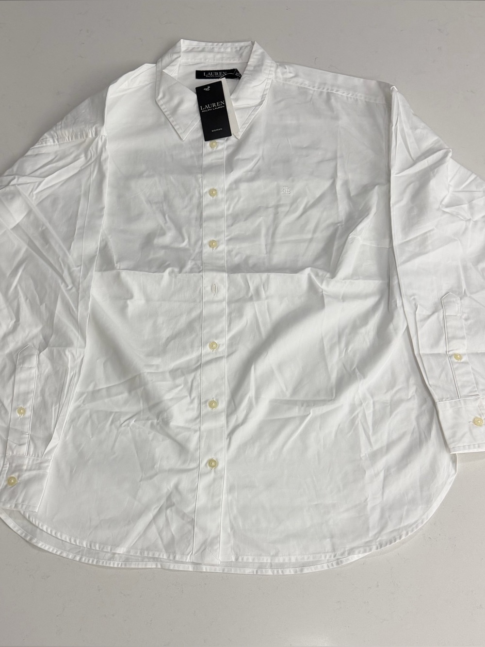 Lauren Ralph Lauren Women’s Long-Sleeve Button-Front Shirt White 1X NWT